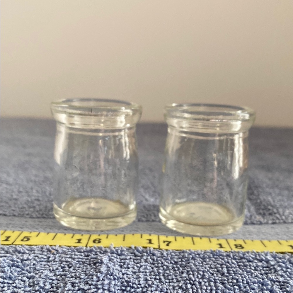 Set of Two Mini Clear Glass Milk Jars